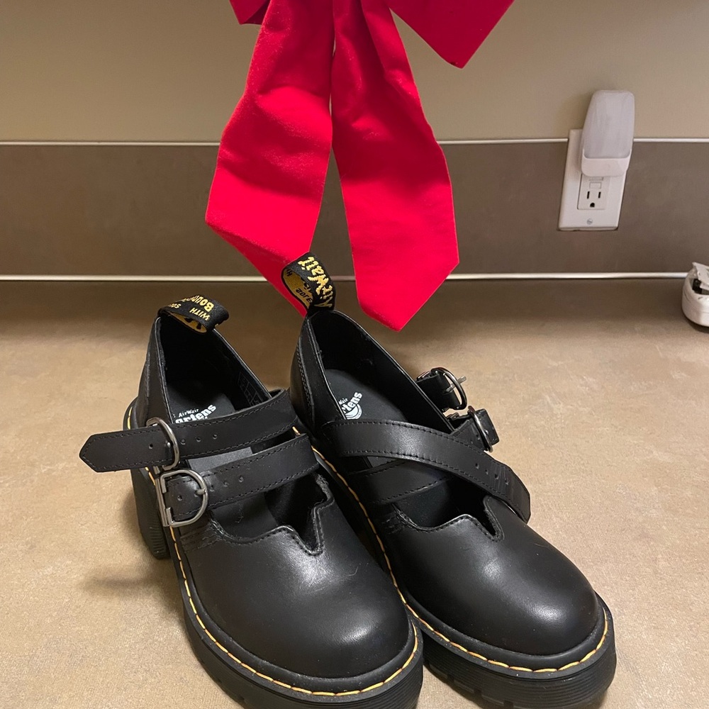 Doc Martens Black Leather Strap Shoes